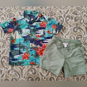 Little Boy's Button Down Shirt w/ Matching Shorts